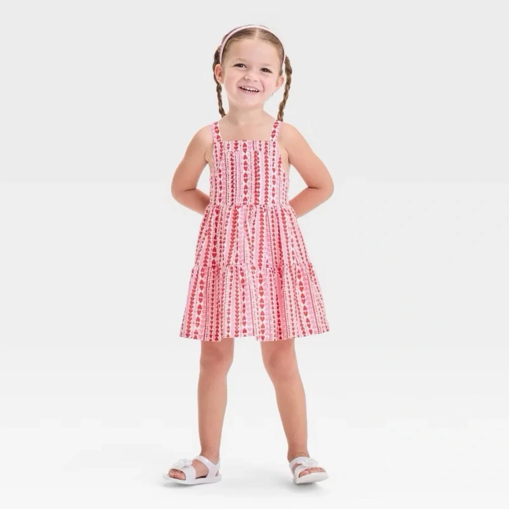 Girls' Hearts Tank Valentine's Day Dress - Cat & Jack nwt Red/Pink